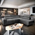 Masseno Ecksofa NOLA R-S mit Schlaffunktion L-Form, Sofa mit Bettkasten, Wohnzimmersofa, Couch, Soffa, Bettsofa, Couchgarnitur- Grau, MONOLITH 85