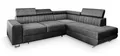 Masseno Ecksofa NOLA R-S mit Schlaffunktion L-Form, Klassisch Sofa mit Bettkasten, Wohnzimmersofa, Couch, Soffa, Bettsofa, Couchgarnitur - Grau, Monolith 85