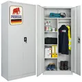 PROREGAL Flügeltürenschrank Elephant Metall Spind Schrank abschließbar 2 Türen 180x80x40cm Stahl 6 Fächern & Kleiderstange Stahlschrank Pulverbeschichtung Lichtgrau Garderobenschrank Aktenschrank