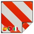 Warntafel, 3in1 Warnschild Italien, Spanien, Portugal, 50x50 Cm, Reflektierend, Für Fahrradträger, Rot/weiß - Relaxdays