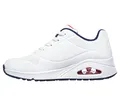 Skechers Damen UNO Stand ON AIR Sneakers, WNVR White Durabuck / navy & red trimm, 37.5 EU