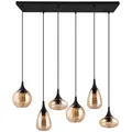 Trio Leuchten Hängeleuchte Lumina, Schwarz, Bernstein, Metall, Glas, 34.5x150x93.8 cm, Lampen & Leuchten, Innenbeleuchtung, Hängelampen, Pendelleuchten