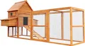 Wiltec Hühnerstall 3100 x 1500 x 1500 mm braun mit Freilauf und Nistkästen aus Holz, Hühnerhaus mit Unterschlupf, Gitter und Kotwanne verzinkt