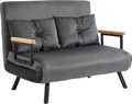 HOMCOM Schlafsofa, Zweisitzer mit Bettfunktion, Schlafcouch mit Samtoptik Grau