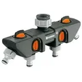 GARDENA 4-Wege-Verteiler für Gartenschläuche, Grau, Orange