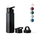 Trinkflasche Edelstahl 500ml Thermo Flasche Sport Isolierflasche Schwarz Vinsun