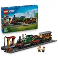 LEGO City Klassischer Dampfzug Spielzeug - STEM Modellbausatz - Set mit Bahnhof, Schienen, Führerstand Steuerung, Haltesignal und 5 Minifiguren - Geburtstagsgeschenk für Jungen ab 7 Jahren - 60511