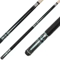 Winsport Pool Billard Queue Blackstar, 2 teiliger Billardqueue mit Leinengriffband, Cue Länge 147 cm, 12,5 mm Mehrschicht Profi Klebeleder, Edelstahl Schnellverschluss, inkl. Gewindeschutz, schwarz