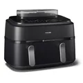 Doppel Heißluftfritteuse 9 l 2750 W Series 5000 NA551/00 (Schwarz, Silber)