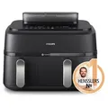 Philips Airfryer 5000 Series, Doppelkorb, 6+3 l, 12 Einstellungen, schwarz (NA551/00) - Schwarz