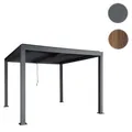 Mendler Pergola HWC-L46, Gartenpavillon Lamellen-Pavillon, 10cm-Aluminium-Gestell, Regenrinne sturmfest, 3x4 99270+99271+99272