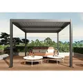 Pergola HWC-L46, Gartenpavillon Lamellen-Pavillon, 10cm-Aluminium-Gestell, Regenrinne sturmfest, 3x4m anthrazit - Grau