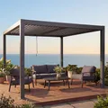 Pergola HWC-L46, Gartenpavillon Lamellen-Pavillon, 10cm-Aluminium-Gestell, Regenrinne sturmfest, 3x4m - anthrazit