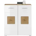Mid.you Kommode, Eiche Artisan, Weiß Hochglanz, Holzwerkstoff, 1 Fächer, 80x92x40 cm, Wohnzimmer, Kommoden & Sideboards, Kommoden