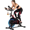AsVIVA S11 Indoor-Cycle Speedbike, leise, stufenlos, mit Handpulssensor - Schwarz/Rot