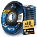 10x Amboss ZFS Fächerschleifscheibe Korn:80 Ø115mm