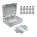 ARLI Abzweigdose IP67 190x145x80 mm mit Deckel + Montageplatte + 10x Kabelverschraubung M25 Feuchtraumdose Elektrogehäuse RAL7035 Grau Halogenfrei Aufputzdose