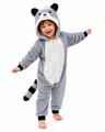Corimori Jumpsuit Flauschiges Waschbär-Kostüm für Kinder + Haarreif (2-tlg) Jumpsuit, Pyjama, Fasching, Kigurumi, Tierkostüme, Waschbär "Lina"