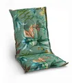 GO-DE DARIA Mittellehner Stuhlauflage Polsterauflage Blätter Grün Blau 48x108cm