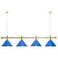 Billard Lampe 4 Schirme blau / goldfarbene Halterung