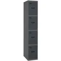 PROREGAL Spind AMEGO HxBxT 180 x 30 x 50 cm 4 Abteile Grundmodul Anthrazit-Anthrazit Schließfach Garderobe