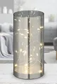 Spetebo LED Lichterglas silber mit Timer - 20 cm - Deko Glas Leuchte - Zylinder Lampe Tischdeko Fensterdeko beleuchtet