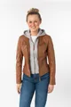 Lederjacke "NOLA", mit Kapuze, Two-in-One Style - mit abnehmbarer Jersey-Kapuze, Gr. XXL/44, cognac