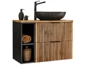 Badezimmer Waschplatz Tribune 80cm | Regal Becken black | wotan-eiche - schwarz