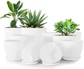 Utopia Home 10er-Pack Blumentopf 18/17/15/13/12 cm Übertopf mit Untertasse Für Küche, Balkon Blumentöpfe mit Untertasse Gartenpflanzen Sukkulenten, für Zimmerpflanzen Weiß.