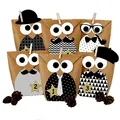 Papierdrachen DIY Adventskalender zum Befüllen - Weihnachtseulen - Eulen Weihnachten - Set Schwarz weiß Gentlemen Edition - zum selbst basteln - als Geschenk für den Freund oder Ehemann