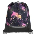 Coocazoo Turnbeutel „Colour Drift, schwarz, mit Reißverschlussfach und Kordelzug, reflektierende Elemente, Schnalle zur Befestigung am Schulrucksack, 10 Liter, ab der 3. Klasse