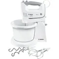 Bosch - Ergomixx Mfq36460, Bäckermixer Und Kneter, 450 W, Schneebesen, Rührstäbe, Knethaken Und Rotierende Schüssel, Farbe White