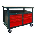 Profi-Werkbank 6 Schubladen + Rollen anthr. / rot
