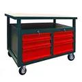 DEMA Werkbank 6 Schubladen – Werktisch, Arbeitstisch, Rollwerkbank – fahrbar, abschließbar, mobil, stabil – Werkstatt, Garage, Heimwerker, Handwerk, Lager