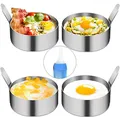 YAOYIN Pancake Form Egg Ring, 4 Pack 9cm Spiegeleiform Ei Ring zum Kochen von Spiegelei/Pfannkuchen/Omeletts und mehr, Antihaftbeschichtung, Lebensmittelqualität Edelstahl