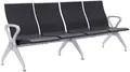CLP Wartebank Airport-Stil Ermin, Sitzbank Flur mit Lehne, ergonomische Sitzschalen, Wartestühle mit robustem Alu-Gestell, bis 150 kg je Sitz, Farbe:schwarz, Größe:4-Sitzer