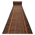 Wolle Läufer KASHQAI 4301/401 orientalisch, Rahmen grün/Terrakotta 67x970 cm