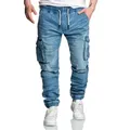 Amaci&Sons Cargojeans ALSIP Sweathose im Denim Look Herren Sweathose in Stretch Denim Jeans blau W30