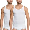 Schiesser 2P Essentials Double Rib Undershirts Weiß Baumwolle Medium Herren