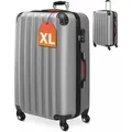 MONZANA® Koffer Handgepäck ABS Hard Case 4 Rollen Teleskopgriff Zahlenschloss Kantenschutz Reisekoffer Hartschalenkoffer Rollkoffer Trolley Silbe... - Silber