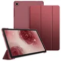 Fintie Hülle für Samsung Galaxy Tab A11+ Plus 11" 2025 / Tab A9+ Plus 11 Zoll 2023 Tablet, Ultradünn Schutzhülle mit Translucent Rückseite Cover, Weinrot