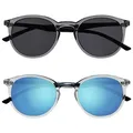 OPULIZE Met 2er-Pack Groß Herren Damen Grau Klar Schwarz Arme Sonnen-Leser UV400 SS60-7C +0,00