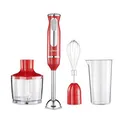 Ufesa BP3443 Stabmixer, Leistung 600 W, Turbo-Funktion, 2 Klingen und Fuß aus Edelstahl, ergonomisches und spritzwassergeschütztes Design, inkl. Zubehör, BPA-frei, Farbe Rot (Advanced Red)