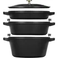 Staub Stackable Set Kochtopfset 3-tlg, rund, Schwarz, Gusseisen