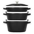3-teiliges Set gusseiserner Kochtöpfe mit Deckel STAUB 40508-386-0