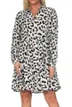 Hailys Damen Viskose Mini-Kleid Tunika La44rissa Langarmkleid mit Leopardmuster YS-PO20020036-2 Offwhite Leo S
