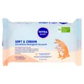NIVEA Baby, feuchtigkeitsspendende Reinigungstücher Soft & Creme, 57 Stück, für saubere, trockene und hydratisierte Haut, Babytücher mit Mandelmilch und Vitaminen B5, C & E