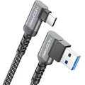 deleyCON 1m USB-A auf USB-C Kabel 2x Winkel USB 3.0 5Gbps (USB 3.2 Gen1) 90 Grad - Ladekabel Datenkabel für Smartphone Tablet Notebook Kamera HDD SSD Externe Festplatte Usw.