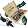 Holzbohrer Schlangenbohrer Set 8-tlg. – HCS Holzbohrer 230 mm lang Ø6-20 mm für tiefe Bohrungen Weich- & Hartholz – Bayerwald Werkzeuge ANACORE 8 - präzise Zentrierspitze, 6kant Schaft Holzkoffer