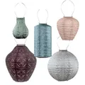 LUMIZ Gartenbeleuchtung - Außenleuchten - Cimbrone Satz - 5 Stücke - Solarlamp - Petrol/Taupe/Pink/Grün/Gold - Petrol/Gold/Rosa/Grün